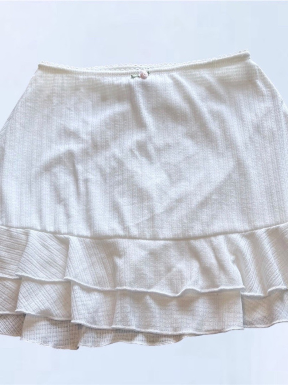 Windsor White Solid Mini Skort Size S Ruffle Layered Hem